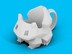 low-poly bulbasaur copa do titular recipientes 3d print model - Mito3D