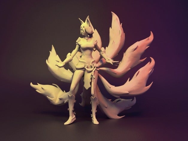 foxfire ahri league legends sculture lega leggende 3D print model - Mito3D