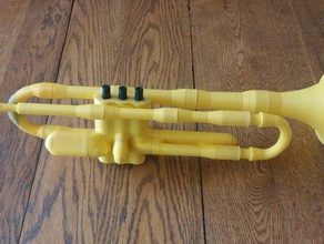 imprimable trompette de la version 2 musique corne l'instrument valve 3d print model - Mito3D