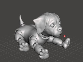 3d jointed puppy dog lying down animals 3d print model - Mito3D