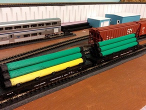 ho scale pipe load flat car props model railroad train trains 3d print model - Mito3D