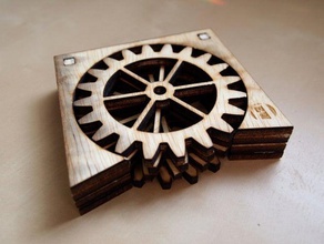 gear coasters other lasercut laser cutter lazzzor wood 3d print model - Mito3D