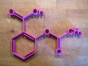 aspirin biology acetylsalicylsure molecule structural formula 3d print model - Mito3D