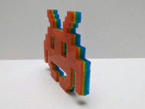 rainbow space invader games 3d print model - Mito3D