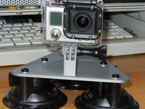 gopro Kamera 3-Punkt-suction cup mount hood held hero3 3d print model - Mito3D