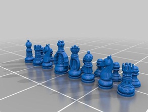 chess - classic set lowpoly 3d print model - Mito3D