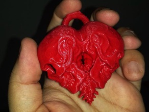 teschio pendente del cuore gioielli morte amore ciondolo cranio 3d print model - Mito3D