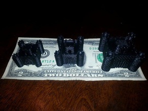 four tower castle keep buildings & structures game piece 3d print model - Mito3D