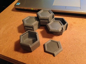 sliding top hexagon boxes containers connectable dovetail slide 3d print model - Mito3D
