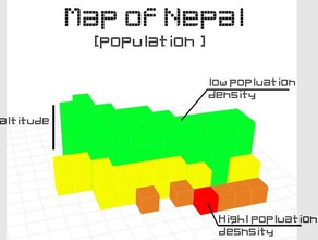 nepal3drelief coğrafi nüfus haritası nepal 3d baskı nepalearthquake 3d print model - Mito3D