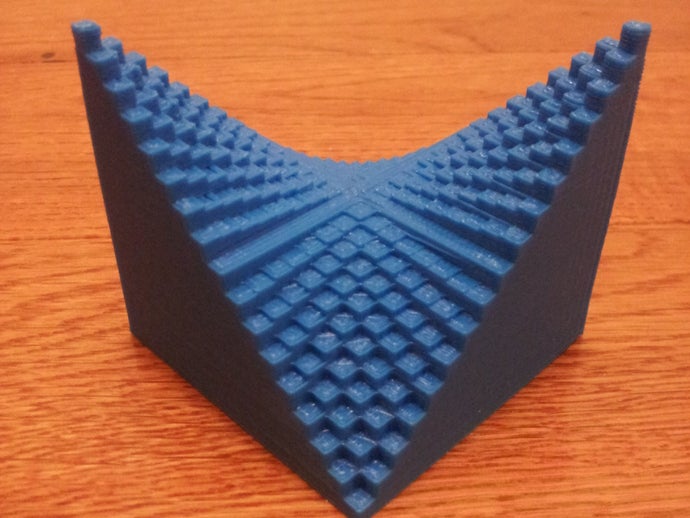discretizado paraboloide hiperbólico de matemáticas art De 8 bits el comprobador patrón doble extrusión hipérbola parábola con parámetros silla montar punto scad voxel 3D print model - Mito3D