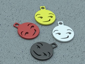 smirking emoji keychain charm keychains face happy 3d print model - Mito3D