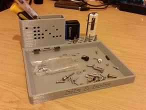 desktop work tray bits & bobs diy container organiser pen holders 3d print model - Mito3D