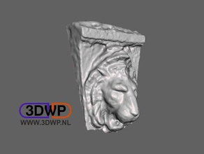 lion sculpture 3d scan wall hanger scans & replicas scanner animal grotesque meshmixer statue mounted 3d print model - Mito3D