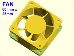 openscad 60mm 25mm fan model other 60x25 negative space 3d print model - Mito3D