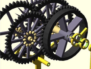 clock script reduced friction 4 gears 2 shafts other clockwork library 3d escapement experiment mcad openscad parametric printable project test 3d print model - Mito3D