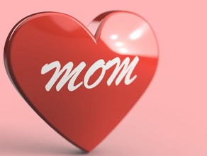 mother's day mom heart dual extrudable decor 2 color extrude mother mothersday 3d print model - Mito3D