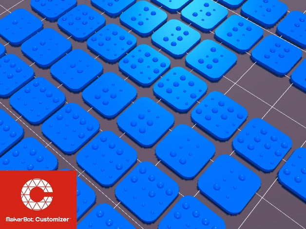 braille-Tastatur umfasst v24 anpassbare tools braille-Schrift duckt customizer Tastatur Schlüssel Fliesen 3D print model - Mito3D