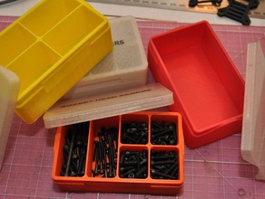 caja de piezas con muescas la tapa portaherramientas y cajas cuadro contenedor partes los tornillos almacenamiento 3d print model - Mito3D