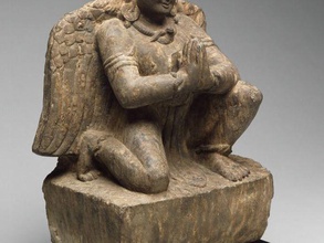 god vishnus mount garuda kneeling hands gesture adoration anjalimudra 14th century scans replicas 3d print model - Mito3D