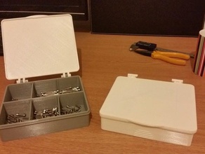 multi-partition storage box hinged lid tool holders & boxes attached li nuts bo 3d print model - Mito3D