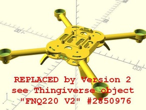 foldable nano quadcopter fnq220 parametric openscad vehicles bx1306 cc3d customizer flip32 flip32mini fpv hk1811 multicopter multiwii naze32 quadrocopter rc drone 3d print model - Mito3D