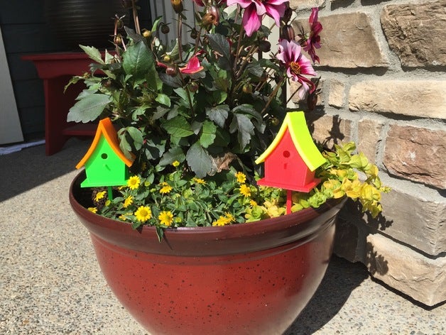 saksı kuş yuvası açık ve bahçe evi dekoratif çiçek saksısı pot 3D print model - Mito3D