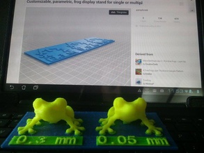 customizable parametric frog display stand single multiple frogs up five 3d printing tests customizer printer test 3d print model - Mito3D