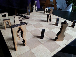 lasetcut - chess set lasercut plywood 3d print model - Mito3D
