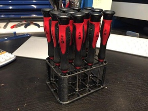 mini screwdriver holder tool holders & boxes driver pin screw rack 3d print model - Mito3D