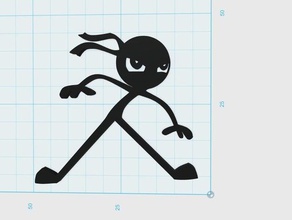 ninja stickman - Schlüsselanhänger Kunst abs schwarz schnell keychain nylon pla klein 3d print model - Mito3D