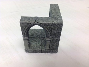 gothic rpg tile - 2x2 corner dual open archway toy & game accessories dwarven forge openforge tiles wargame 3d print model - Mito3D