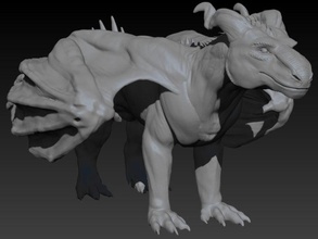 dragón rumano tres-cola macho estática de la escultura esculturas 3d print model - Mito3D