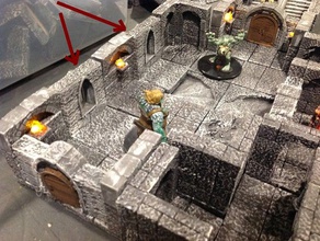 gothic rpg tile - 2x2 floor plus wall window toy & game accessories dwarven forge openforge tiles 3d print model - Mito3D