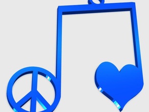 peace love music pendant jewelry charm easy print jewerly note 3d print model - Mito3D