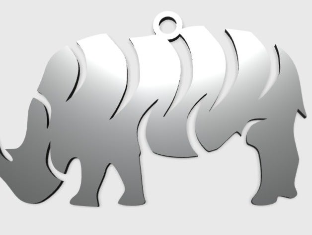 rhino pendant jewelry 3d animal art tribal charm easy print fashion 3D print model - Mito3D