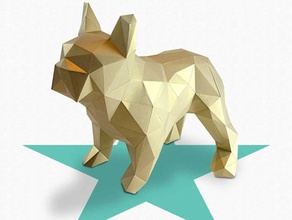 dogo - diy folding kit beautifull geometric low poly diamond style french bulldog animals xl shape dog papertoy 3d print model - Mito3D