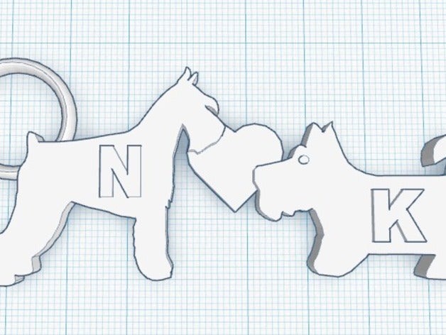 k&n aşk 3d baskı köpek kalp Anahtarlık schnauzer scottie İskoç 3D print model - Mito3D