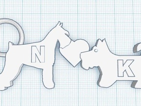 k&n love 3d printing dog heart keyring schnauzer scottie scottish 3d print model - Mito3D