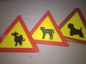 segni animali il cinghiale di vitello pollo mucca cartello stradale segno traffico westie' 3d print model - Mito3D