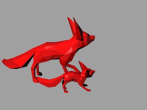 fennec fox família de baixa contagem polígonos A impressão 3d animal 3d print model - Mito3D