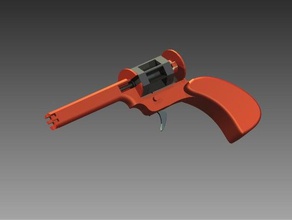 elástico de la pistola 6 shooter - con una mano pistle juguetes mecánicos airgun arma fuego banda goma juguete 3d print model - Mito3D