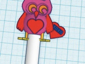 owl pencil topper animals cute heart love 3d print model - Mito3D
