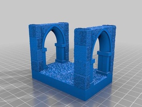 gothic tile set - 10ft corridor both walls doorway sides toy & game accessories dwarven forge openforge rpg tiles wargaming 3d print model - Mito3D