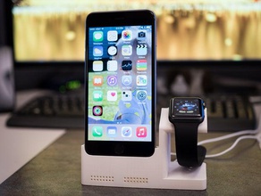 iphone 6 plus dock-w-integrierte Uhr-Ladestation Handy apple watch dock stehen das Uhr 3d print model - Mito3D