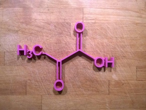 pyruvic acid biology molecule pyruvat structural formula 3d print model - Mito3D