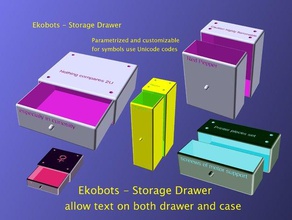 cc - ekobots gaveta de armazenamento porta-ferramentas & caixas recipiente personalizado personalizador sistemas meshlab openscad paramétrico rodada arredondado texto 3d print model - Mito3D