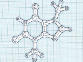 beschriftet Theobromin-Molekül Modelle atom Chemie Bildung element Elemente lernen Molekül Wissenschaft Theobromin 3d print model - Mito3D