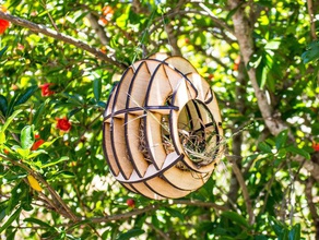lasercut nichoir extérieur et jardin d'oiseaux birdnest lasercutter découpé au laser coupeur de le nid bois en 3d print model - Mito3D