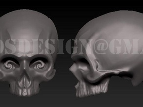 skull pendant add c-ring 1st jewelry design form1 sla zbr zbrush 3d print model - Mito3D